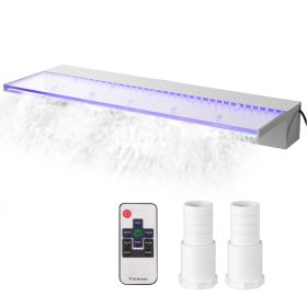 VEVOR Fountain Spillway 23.6x3.2x8.1 Inch, Pool Waterfall Fountain 17 Colors Led, Pool Water Fall Kit with Remote, Pool Spillway Solid Acrylic Pool Wa