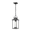 Outdoor Pendant Lights for Porch, Black Exterior Chandelier for Gazebo, Modern Outside Hanging Lanterns Outdoor Ceiling Light Fixture with Ribbed Glas