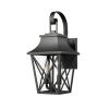 Black Outdoor Wall Lantern 2-Light, Large Outside Modern Wall Sconce Light Fixture, Industrial Porch Light Wall Mount with Glass, Waterproof Farmhouse