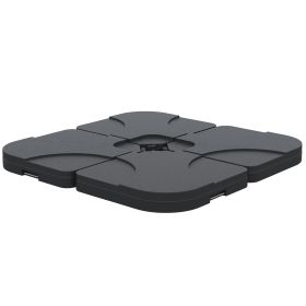 Outsunny 4 Pieces Cantilever Patio Umbrella Base Stand, Outdoor Offset Umbrella Weight Plates, 158 lb Capacity Sand or 60 Liter Capacity Water, Black