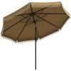 Outsunny 9ft Patio Umbrella with Push Button Tilt and Crank, Ruffled Outdoor Market Table Umbrella with Tassles and 8 Ribs, for Garden, Deck, Pool, Ta
