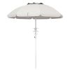 Outsunny 5.7' Portable Beach Umbrella with Tilt, Adjustable Height, 2 Cup Holders & Hooks, UV 40+ Ruffled Outdoor Umbrella with Vented Canopy, Cream W