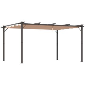 Outsunny 10' x 13' Aluminum Patio Pergola with Retractable Pergola Canopy, Backyard Shade Shelter for Porch, Outdoor Party, Garden, Grill Gazebo, Char