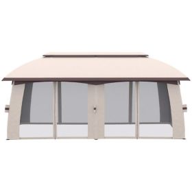 Outdoor Patio Gazebo 10' x 20' Gazebo Canopy Shelter with Netting Beige-AS