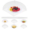Collapsible Mesh Food Covers for Outdoors 6 pcs, 17" x 17" White Food Umbrella Mesh Cover with Stainless Steel Framework, Washable Camping Food Tent,
