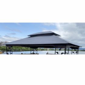 13x10 Ft Patio Double Roof Gazebo Replacement Canopy Top Fabric,Gray