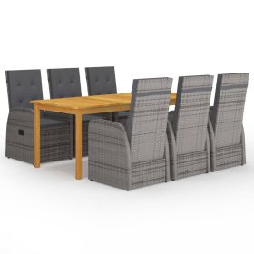 7 Piece Patio Dining Set Gray