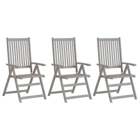 Patio Reclining Chairs 3 pcs Gray Solid Acacia Wood