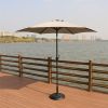 8.8 feet Outdoor Aluminum Patio Umbrella, Patio Umbrella, Market Umbrella with 33 pounds Round Resin Umbrella Base, Push Button Tilt and Crank lift, G
