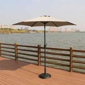 8.8 feet Outdoor Aluminum Patio Umbrella, Patio Umbrella, Market Umbrella with 33 pounds Round Resin Umbrella Base, Push Button Tilt and Crank lift, G