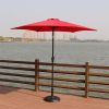 8.8 feet Outdoor Aluminum Patio Umbrella, Patio Umbrella, Market Umbrella with 33 pounds Round Resin Umbrella Base, Push Button Tilt and Crank lift, R