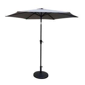 8.8 feet Outdoor Aluminum Patio Umbrella, Patio Umbrella, Market Umbrella with 42 pounds Round Resin Umbrella Base, Push Button Tilt and Crank lift, G
