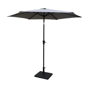 8.8 feet Outdoor Aluminum Patio Umbrella, Patio Umbrella, Market Umbrella with 42 Pound Square Resin Umbrella Base, Push Button Tilt and Crank lift, G