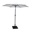 8.8 feet Outdoor Aluminum Patio Umbrella, Patio Umbrella, Market Umbrella with 42 Pound Square Resin Umbrella Base, Push Button Tilt and Crank lift, C