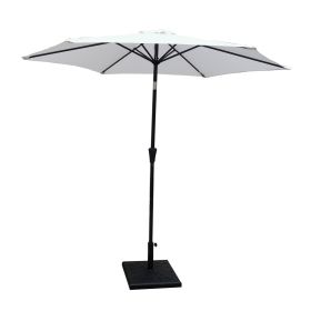8.8 feet Outdoor Aluminum Patio Umbrella, Patio Umbrella, Market Umbrella with 42 Pound Square Resin Umbrella Base, Push Button Tilt and Crank lift, C