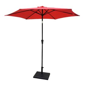 8.8 feet Outdoor Aluminum Patio Umbrella, Patio Umbrella, Market Umbrella with 42 Pound Square Resin Umbrella Base, Push Button Tilt and Crank lift, R