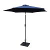 8.8 feet Outdoor Aluminum Patio Umbrella, Patio Umbrella, Market Umbrella with 42 Pound Square Resin Umbrella Base, Push Button Tilt and Crank lift, N