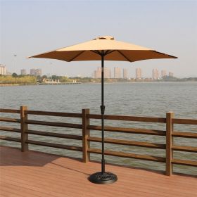 8.8 feet Outdoor Aluminum Patio Umbrella, Patio Umbrella, Market Umbrella with 33 pounds Round Resin Umbrella Base, Push Button Tilt and Crank lift, T