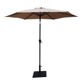 8.8 feet Outdoor Aluminum Patio Umbrella, Patio Umbrella, Market Umbrella with 42 Pound Square Resin Umbrella Base, Push Button Tilt and Crank lift, T