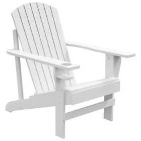 Outsunny Wooden Adirondack Chair, Outdoor Patio Lawn Chair with Cup Holder, Weather Resistant Lawn Furniture, Classic Lounge for Deck, Garden, Backyar