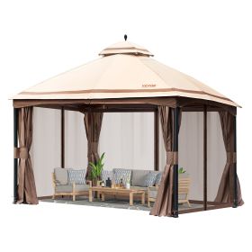 VEVOR Patio Gazebo for 10-12 Person, 10 x 13 FT Backyard Gazebo, with Mosquito Netting, Metal Frame, and PU Coated 180G Polyester, Outdoor Canopy Shel