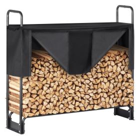 VEVOR 4.3FT Outdoor Firewood Rack with Cover, 52x14.2x46.1 in, Heavy Duty Firewood Holder & 600D Oxford Waterproof Cover for Fireplace, Patio, Indoor/