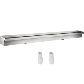 VEVOR Pool Fountain Stainless Steel Pool Waterfall Spillway with Pipe Connector Rectangular Garden Outdoor (59.1")