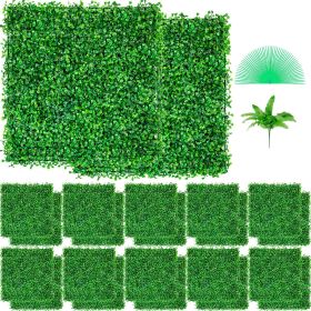 VEVOR Artificial Boxwood Panel UV 24pcs Boxwood Hedge Wall Panels Artificial Grass Backdrop Wall 10" X 10" 4 cm Green Grass Wall, Fake Hedge for Decor