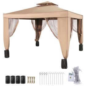 VEVOR Outdoor Canopy Gazebo Tent, Portable Canopy Shelter with 10'x10' Large Shade Space for Party, Backyard, Patio Lawn and Garden, 4 Sandbags, and N