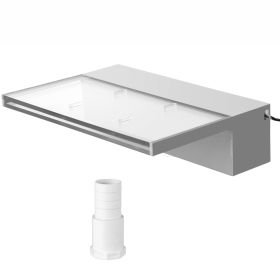 VEVOR Pool Fountain Spillway 11.8x3.2x8.1 Inches, Fountain Spilway Blue Strip LED Light, Pool Waterfall Fountain Solid Acrylic, Pool Waterfall for Gar