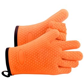 VEVOR Silicone Smoker Oven Gloves, Non-Slip Heat Resident BBQ Grill Gloves with Fingers, Waterproof & Hangable Design, Easy to Clean & Store, for Gril