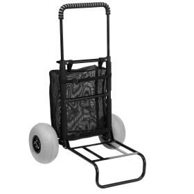 VEVOR Beach Dolly with Big Wheels for Sand, 20.1" x 14.6" Cargo Deck, w/ 9" Balloon Wheels, 165LBS Loading Capacity Folding Sand Cart & 27.2" to 44.9"