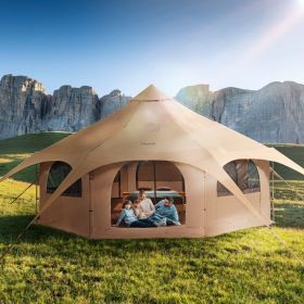 VEVOR Canvas Tent, 4 Seasons 5 m/16.4 ft Bell Tent, Canvas Tent for Camping with Stove Jack, Breathable Yurt Tent for up to 8 People, Family Camping O