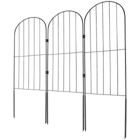 VEVOR Garden Fence, No Dig Fence 24in(H) x11ft(L) Animal Barrier Fence, Underground Decorative Garden Fencing with 2 Inch Spike Spacing, Metal Dog Fen