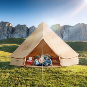 VEVOR 8-10 Person Canvas Glamping Bell Tent, Breathable Waterproof Yurt Tent with Stove Jack and Detachable Side Wall for Family Camping,16'x16'x118 "