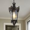 Antique Crown Outdoor Hanging Lantern, Waterproof Vintage Pendant Light with Ornate Metal Design and Clear Glass for Patio, Garden, Porch, Entryway Li