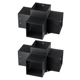 VEVOR Pergola Bracket Kit 6''x6'', 2pcs 4-Way Heavy Duty Corner Bracket Woodworks DIY Post Base Kit, Easy Installation Wooden Beams for Gazebos, Patio