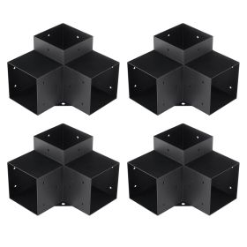VEVOR Pergola Bracket Kit 6''x6'', 4pcs 3-Way Heavy Duty Corner Bracket Woodworks DIY Post Base Kit, Easy Installation Wooden Beams for Gazebos, Patio
