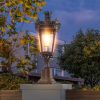 Vintage Crown Outdoor Post Lantern, Waterproof Decorative Table Lamp with Clear Glass Shade and Antique Metal Base for Garden, Patio, Porch, Pathway L