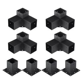 VEVOR Pergola Bracket Kit 4''x4'', 8pcs 3-Way Heavy Duty Corner Bracket Woodworks DIY Post Base Kit, Easy Installation Wooden Beams for Gazebos, Patio