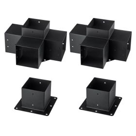 VEVOR Pergola Bracket Kit 6''x6'', 4pcs 4-Way Heavy Duty Corner Bracket Woodworks DIY Post Base Kit, Easy Installation Wooden Beams for Gazebos, Patio