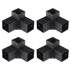 VEVOR Pergola Bracket Kit 4''x4'', 4pcs 3-Way Heavy Duty Corner Bracket Woodworks DIY Post Base Kit, Easy Installation Wooden Beams for Gazebos, Patio