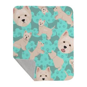 Westie Quilted Blanket 50x60 Artwork Pattern Quilted Throw Blanket for Bed, Couch, Sofa, Soft and Lightweight