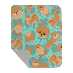 Orange Pomeranian Quilted Blanket 50x60 Artwork Pattern Quilted Throw Blanket for Bed, Couch, Sofa, Soft and Lightweight