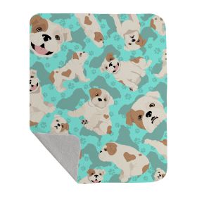 Piebald English Bulldog Quilted Blanket 50x60 Artwork Pattern Quilted Throw Blanket for Bed, Couch, Sofa, Soft and Lightweight