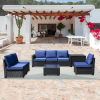 8-piece patio furniture set, all-weather outdoor wicker combination conversation sofa, rattan patio sofa with cushion and glass coffee table, with sto
