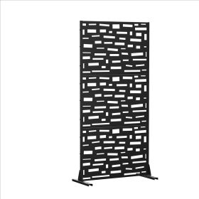 Wide Edge Street Black Galvanized Screen Freestanding Outdoor Divider Decorative Privacy Fence Screen Set for Deck Patio Balcony Garden Outdoor&Indoor