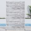 Classic Shutters Wood Grain Style White Galvanized Screen Freestanding Outdoor Divider Decorative Privacy Fence Screen Set for Deck Patio Balcony Gard