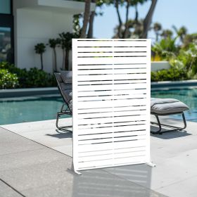 Width One Narrow Two Type-A Shutters White Galvanized Screen Freestanding Outdoor Divider Decorative Privacy Fence Screen Set for Deck Patio Balcony G