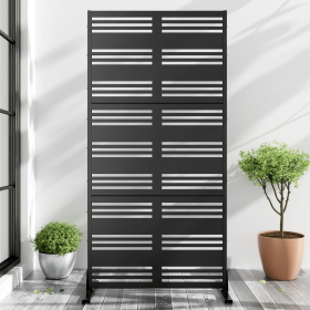 Width One Narrow Two type-B Shutters Black Galvanized Screen Freestanding Outdoor Divider Decorative Privacy Fence Screen Set for Deck Patio Balcony G
